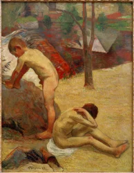 Jóvenes bañistas bretones